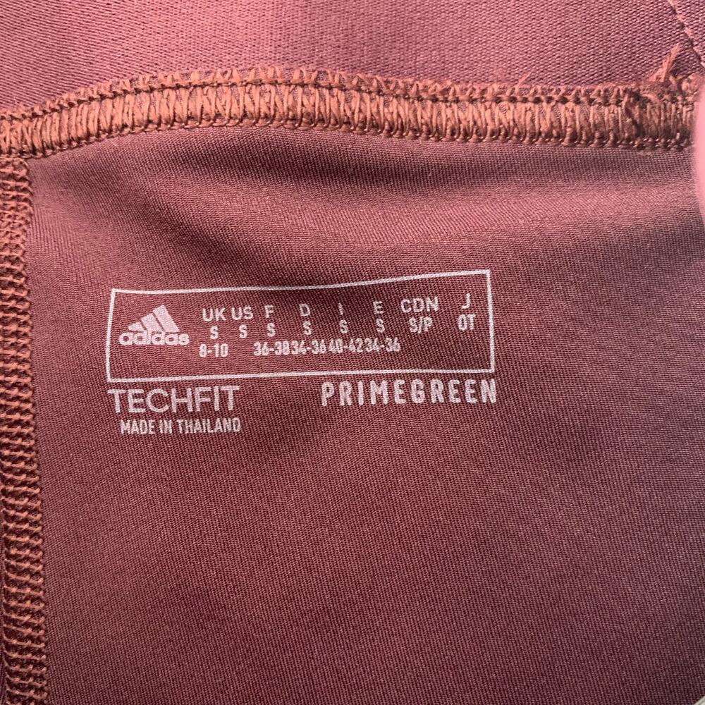 Adidas Techfit Primegreen Biker Shorts Maroon Size S Compression - Picture 4 of 7